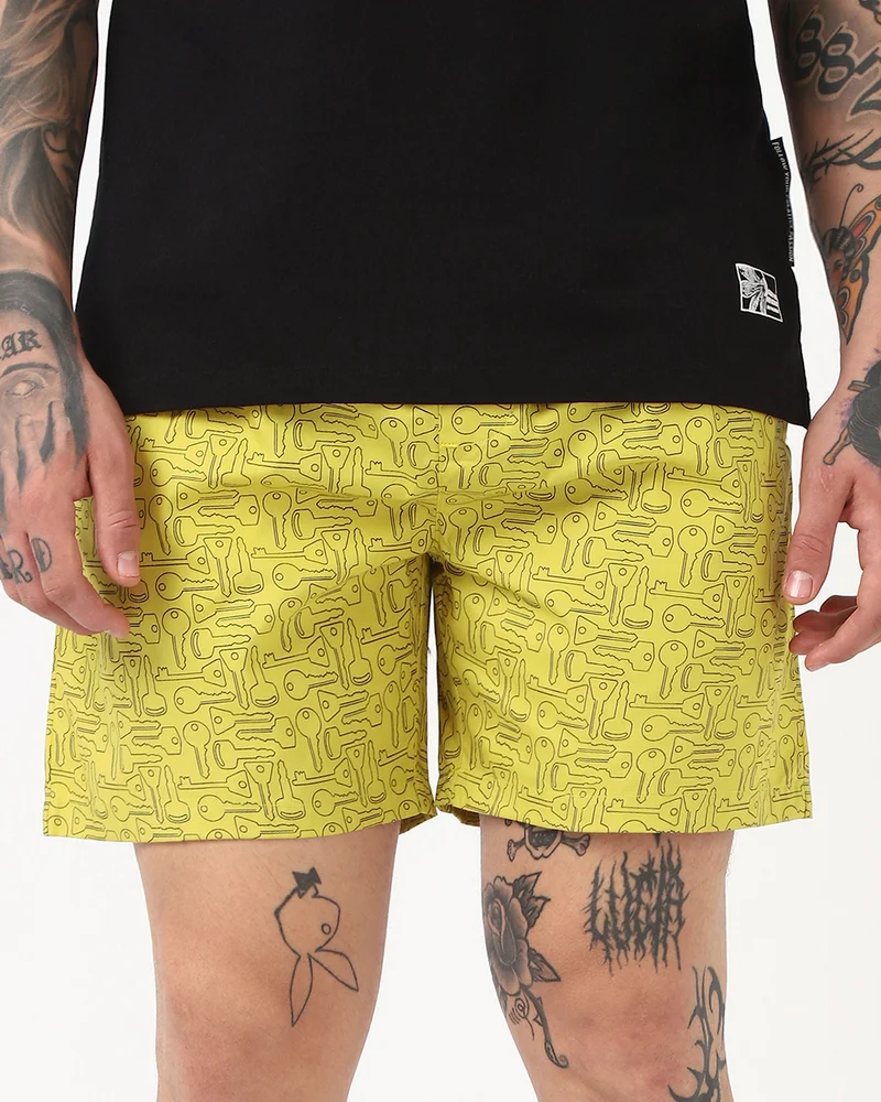 bewakoof Men's Yellow All Over Printed Boxers